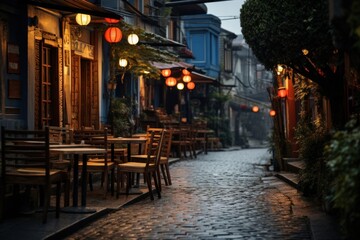 Naklejka premium Street alley light chair.
