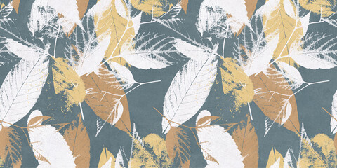 seamless pattern with leaves Vintage luxury seamless floral background with golden with shining blue monstera leaves Romantic pattern template for wall decor wallpaper Beautiful and charming abstract  © Infinity Design 