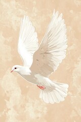 Fototapeta premium world peace day, 21 september card design. Peace day hand drawing vector illustration white pigeon.generative ai