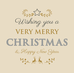 Christmas card with the inscription. Merry Christmas and Happy New Year. Vector illustration