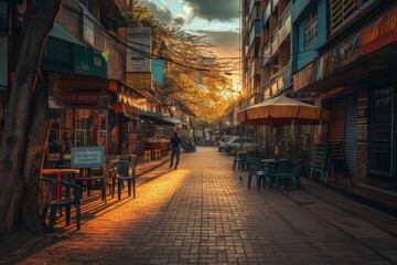 Fototapeta premium Street city in Africa architecture cityscape outdoors.