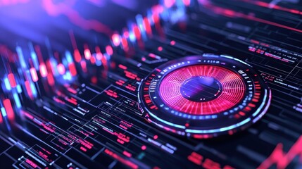 Obraz premium Futuristic Digital Interface with Glowing Red and Blue Lights