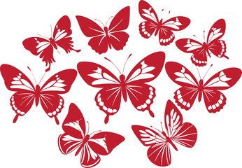 Butterfly black silhouette Cute flying butterfly icons and vector illustration