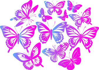 Butterfly swarm silhouette background