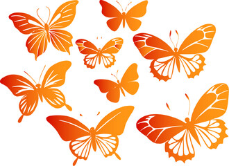 Butterfly swarm silhouette background