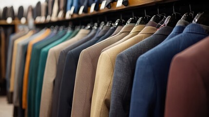 Suits on Hangers in a Shop