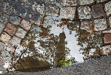 Reflections in a puddle, street photography in Paris