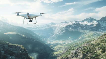 Drone Flying Over Mountain Range