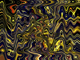 A dynamic display of colors and patterns intertwining seamlessly, creating a vivid abstract design that evokes a sense of motion and energy against a dark backdrop