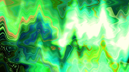 A mesmerizing display of abstract patterns filled with vibrant green and blue hues, creating a dynamic and artistic representation. The design features fluid shapes and textures