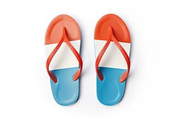 Two tone pair of flip flops flip-flops footwear white background.
