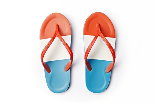 Two tone pair of flip flops flip-flops footwear white background.