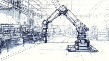 Naklejka premium A drawing of a robot arm used in factories.