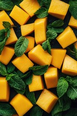Cheese and Mint Leaves Cubes