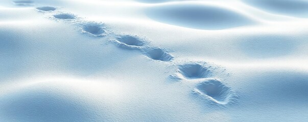Footprints in fresh snow reveal a path through a serene winter landscape, showcasing the beauty and tranquility of nature.