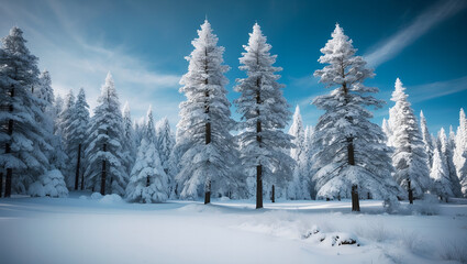 Fototapeta premium Snow-Covered Forest Winter Wallpaper