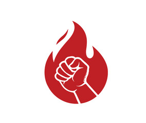 creative fits and fire revolution symbol logo vector design icon illustration