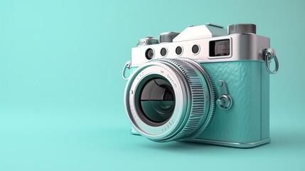 Retro camera with 3d render icon illustration