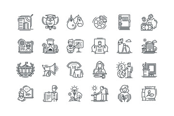 Boxing, Brake shoe, Classic books, Deposit insurance, set of icons for web design, vector illustration