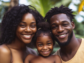 Fototapeta premium Family smiling outdoors closeup