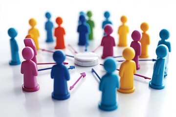 right 3 people is connect each other freely and the right 3 people is in a circle , show a simple transfer button in the middle.