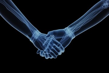 People doing handshake x-ray radiography futuristic.