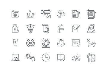 CCTV, Cloud settings, CV, E book reader, Folder, set of icons for web design, vector illustration