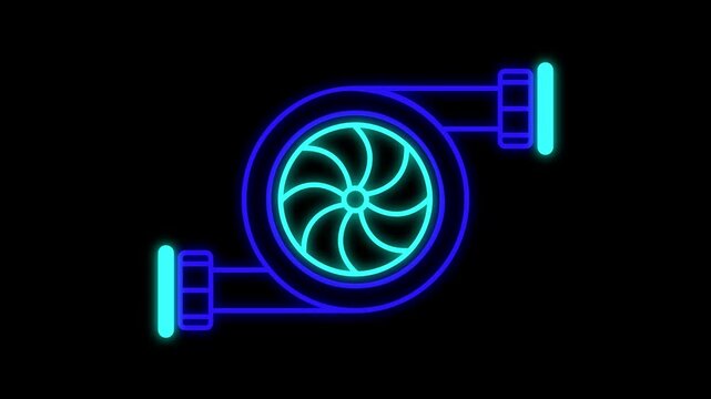 Turbocharger icon and Turbo sign, simple logotype high power engine concept logotype icon animation.4k