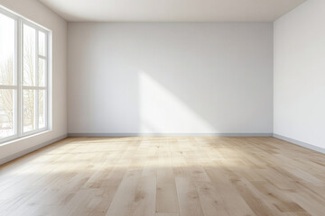 A bright, empty room with hardwood flooring and large windows inviting natural light during the daytime
