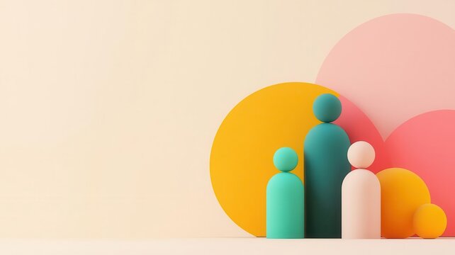 Cultural marketing strategy, diverse audience figures with cultural symbols and products, 3D illustration