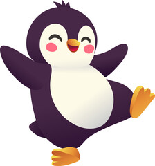 Fototapeta premium Dancing Penguin with Joyful Expression (Gradient Color Style)