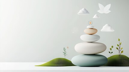 A creative infographic explaining the benefits of meditation, with symbols and calming colors