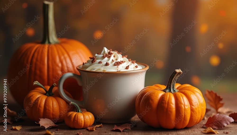 Canvas Prints  Autumns cozy delight  Pumpkin spice latte and gourds