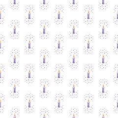 Watercolor halloween candles seamless pattern.