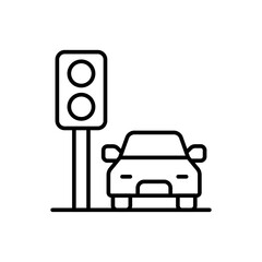 Traffic jam outline icons, minimalist vector illustration ,simple transparent graphic element .Isolated on white background