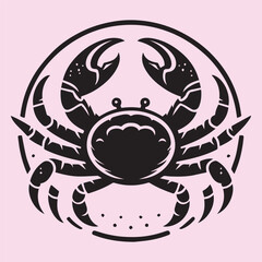 crab silhouette simple vector illustration, Crab Icon