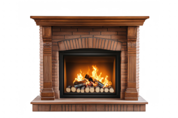 Classic Brick Fireplace with Logs