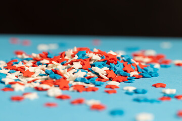 sugar baking decorations in the shape of multicolored stars