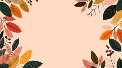 A beautiful autumn frame featuring colorful leaves on a soft background, perfect for seasonal greetings and decor