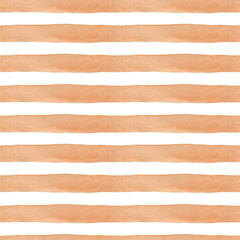 Brown stripes background watercolor. Seamless hand drawn pattern for fabric texture, textile, wallpaper, home decor, bed linen prints