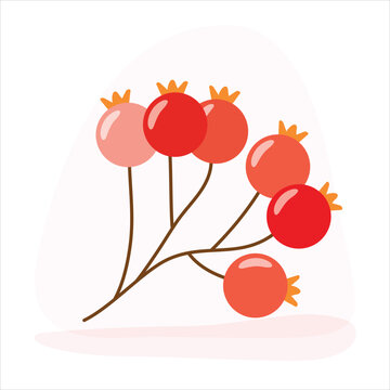 red berries branch simple flat design clip art preview