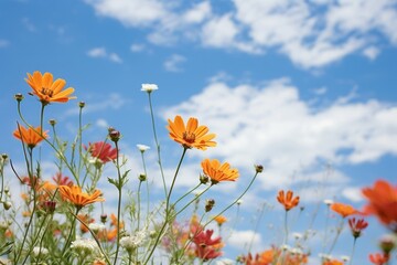 Naklejka premium Wild flower sky landscape grassland.