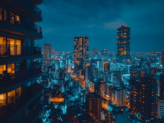 Cityscape Photo - Urban Night Lights in Tokyo Japan