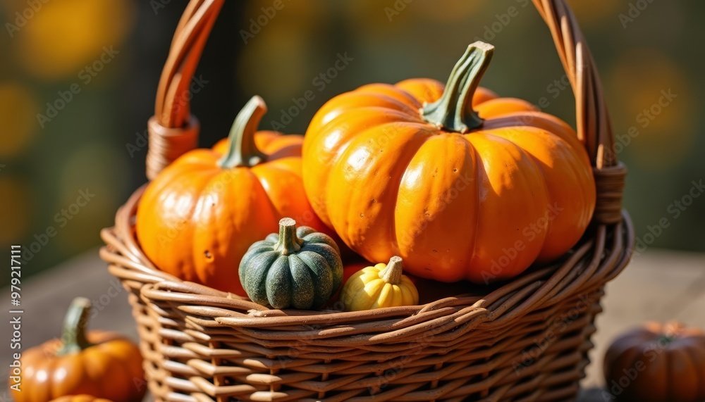 Poster  Autumn harvest in a woven basket