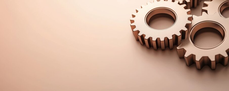 metallic gears on a soft background, symbolizing machinery, engineering, and precision in industrial applications.