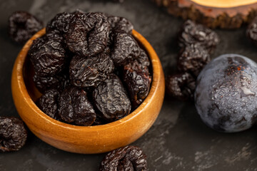 ripe purple plums and dried plums