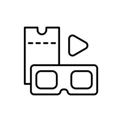 Movie theatre outline icons, minimalist vector illustration ,simple transparent graphic element .Isolated on white background