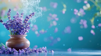 A relaxing aromatherapy session with a person inhaling the scent of lavender in a peaceful spa room.