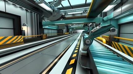 Advanced electric vehicle battery production line with robotic arms assembling lithium-ion cells. Futuristic factory interior featuring conveyor belts, technicians in clean room suits, high-tech machi