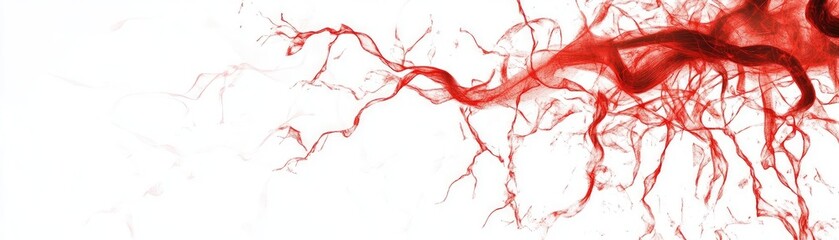 Dynamic red liquid structure resembling veins, perfect for abstract, medical, or artistic themes.
